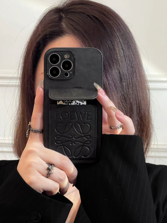 Lyxigt iPhonefodral med korthållare Svart-LZP241448