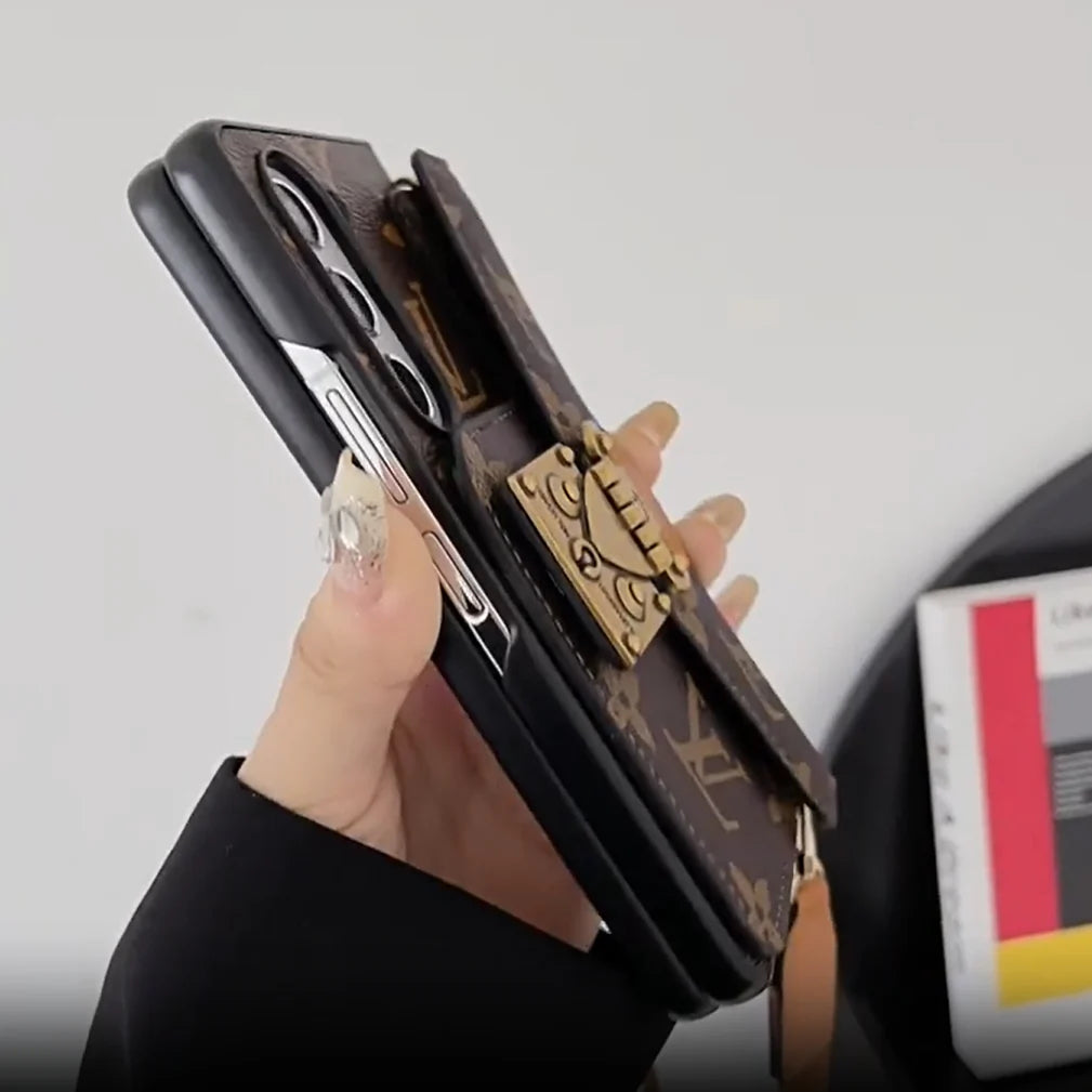 Luxus LOCK KÁRTYA TÁSKA KERESZTETT LÁNC SAMSUNG Z FOLD CASE