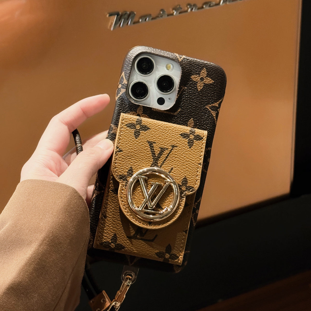 Luksus kortholder kjede iPhone-deksel