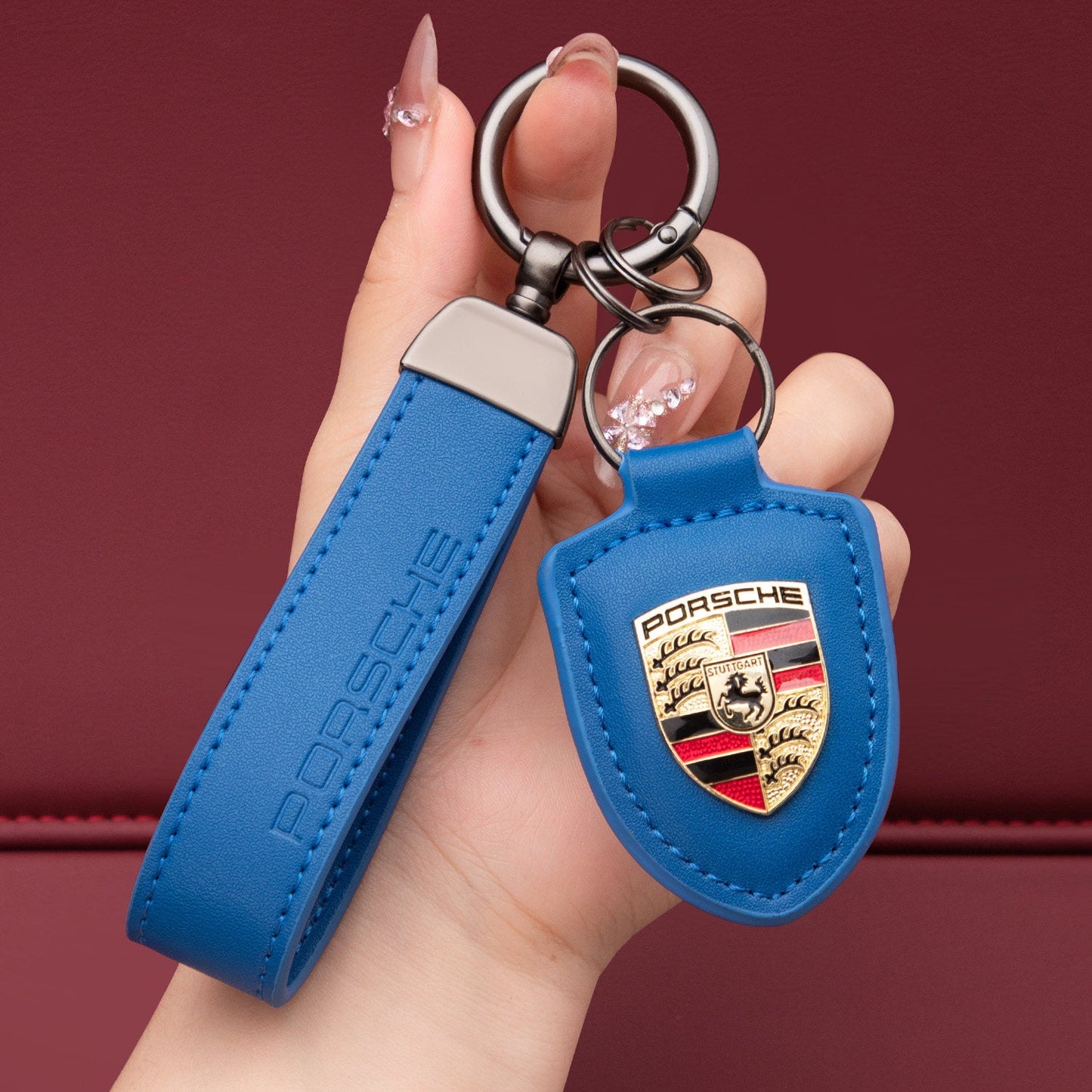 Porsche nyckelring i äkta läder
