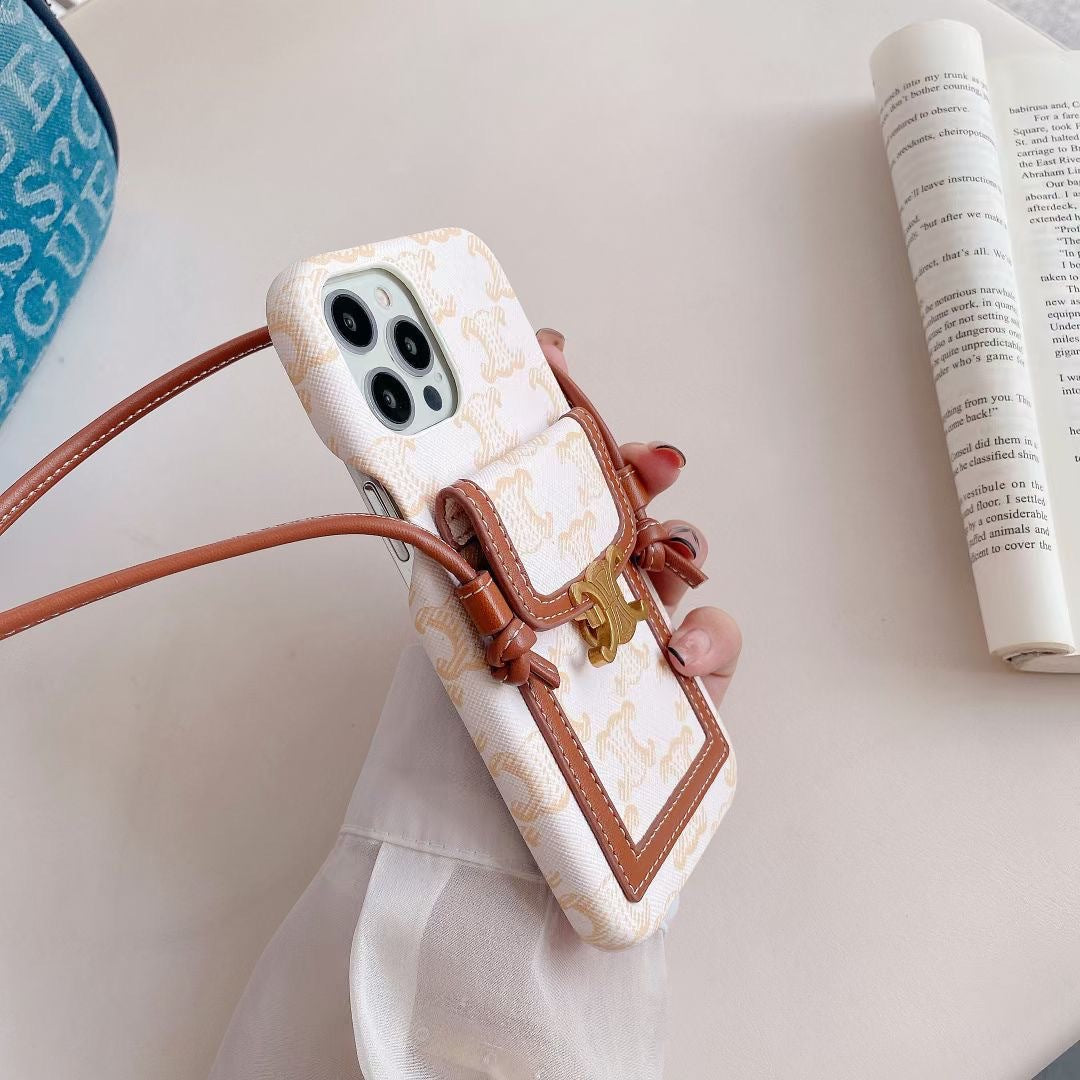 Hvit Celine iPhone-deksel med kortholder -LH240109