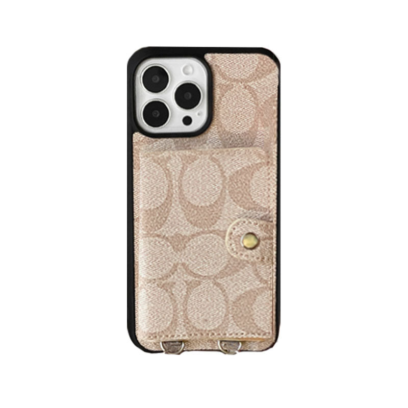 Klassisk iPhone-deksel med lommebok og stropp Hvit -SZK240402