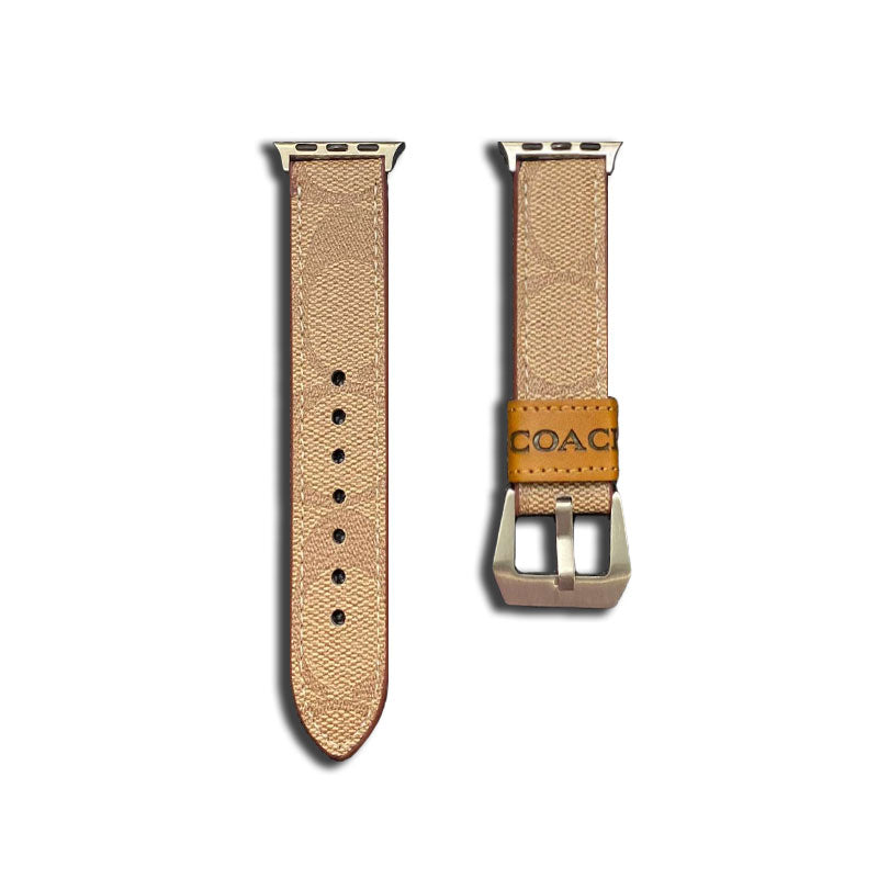 Läder Coach Apple Watch Band ljusbrun-YHK244221710