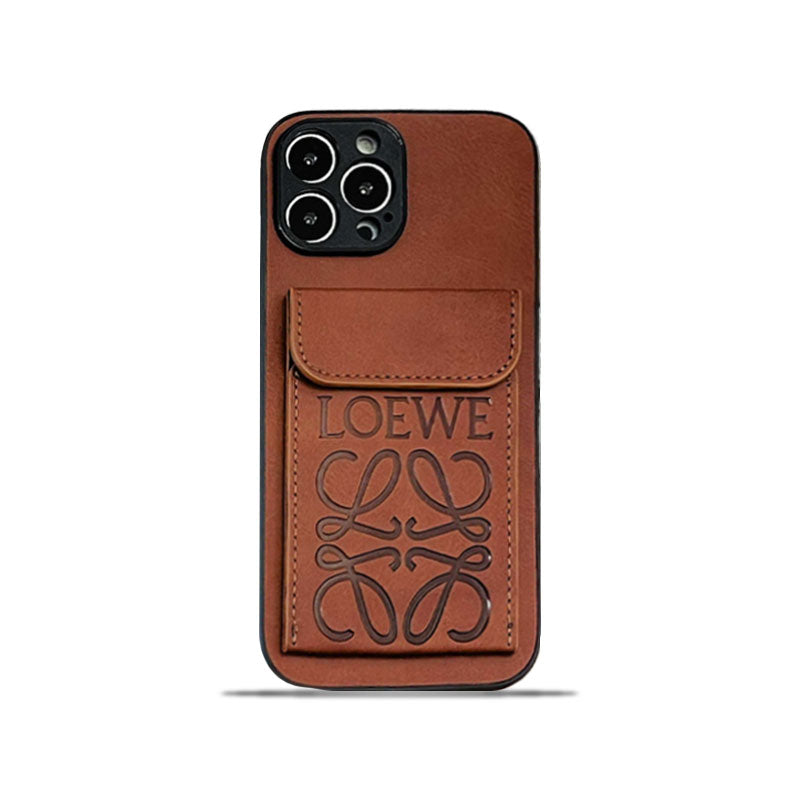 Custodia di lusso per iPhone con portacarte Marrone-LZP241448
