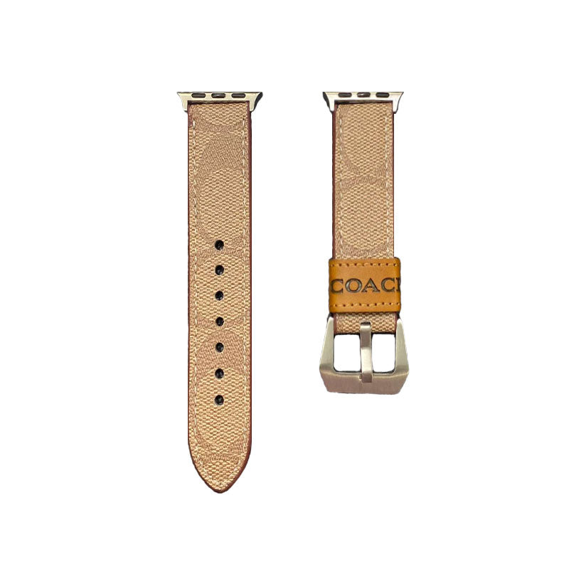 Läder Coach Apple Watch Band ljusbrun-YHK244221710