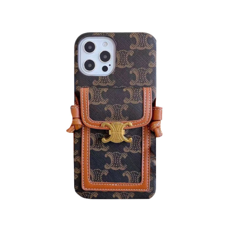 Hvit Celine iPhone-deksel med kortholder -LH240109