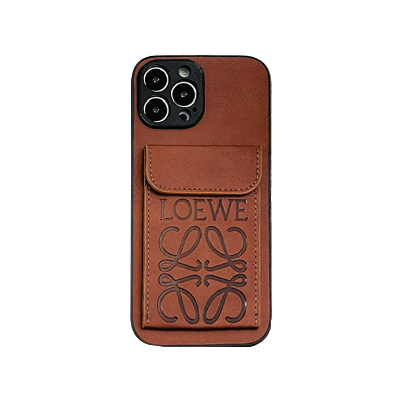 Custodia di lusso per iPhone con portacarte Marrone-LZP241448