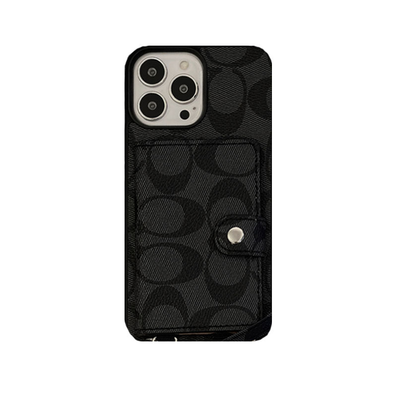Klassisk iPhone-deksel med lommebok og stropp Hvit -SZK240402