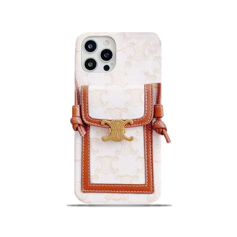 Hvit Celine iPhone-deksel med kortholder -LH240109