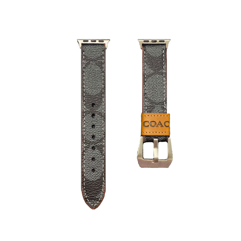 Läder Coach Apple Watch Band ljusbrun-YHK244221710