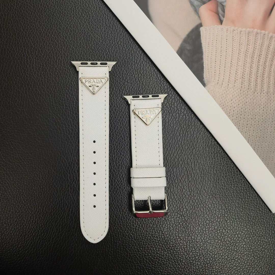 Kožený pásek na Apple Watch s dvojitým trojúhelníkovým monogramem