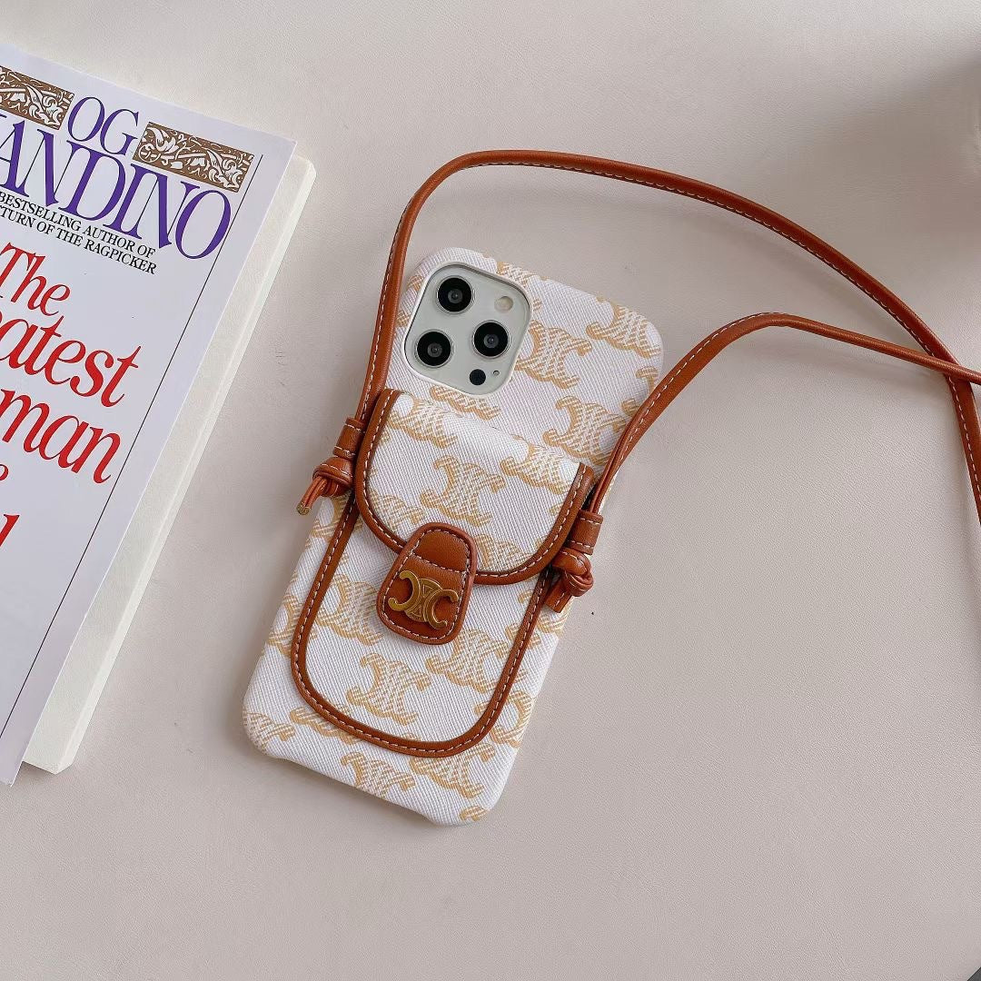 Hvit Celine iPhone-deksel med kortholder -LH240109
