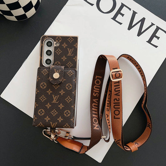 Luxuriöses, galvanisiertes Monogramm-Kartenetui zum Umhängen mit Samsung Z-Fold-Hülle