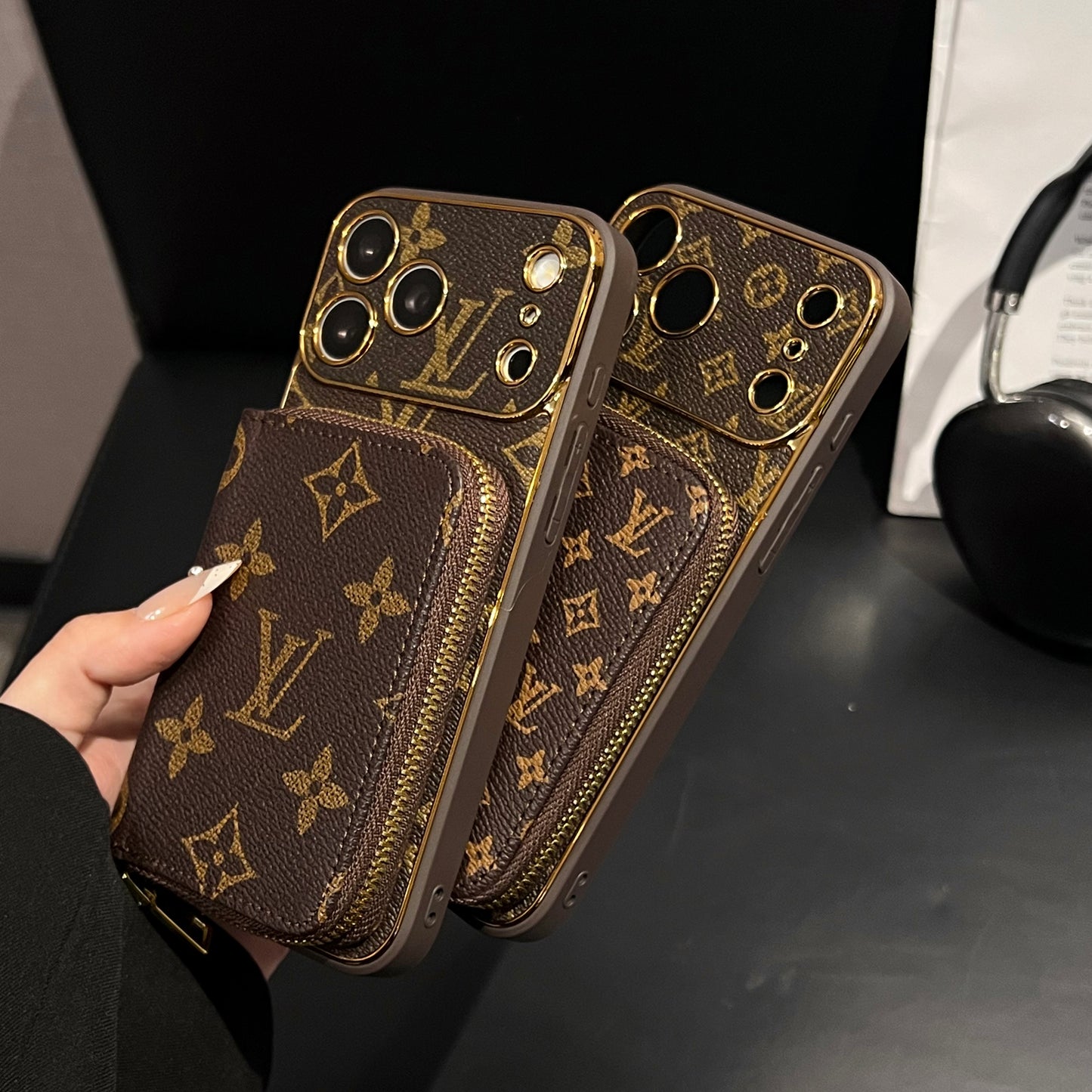 Luxusní elegantní pouzdro na iPhone 17 s držákem karty & řemínkem