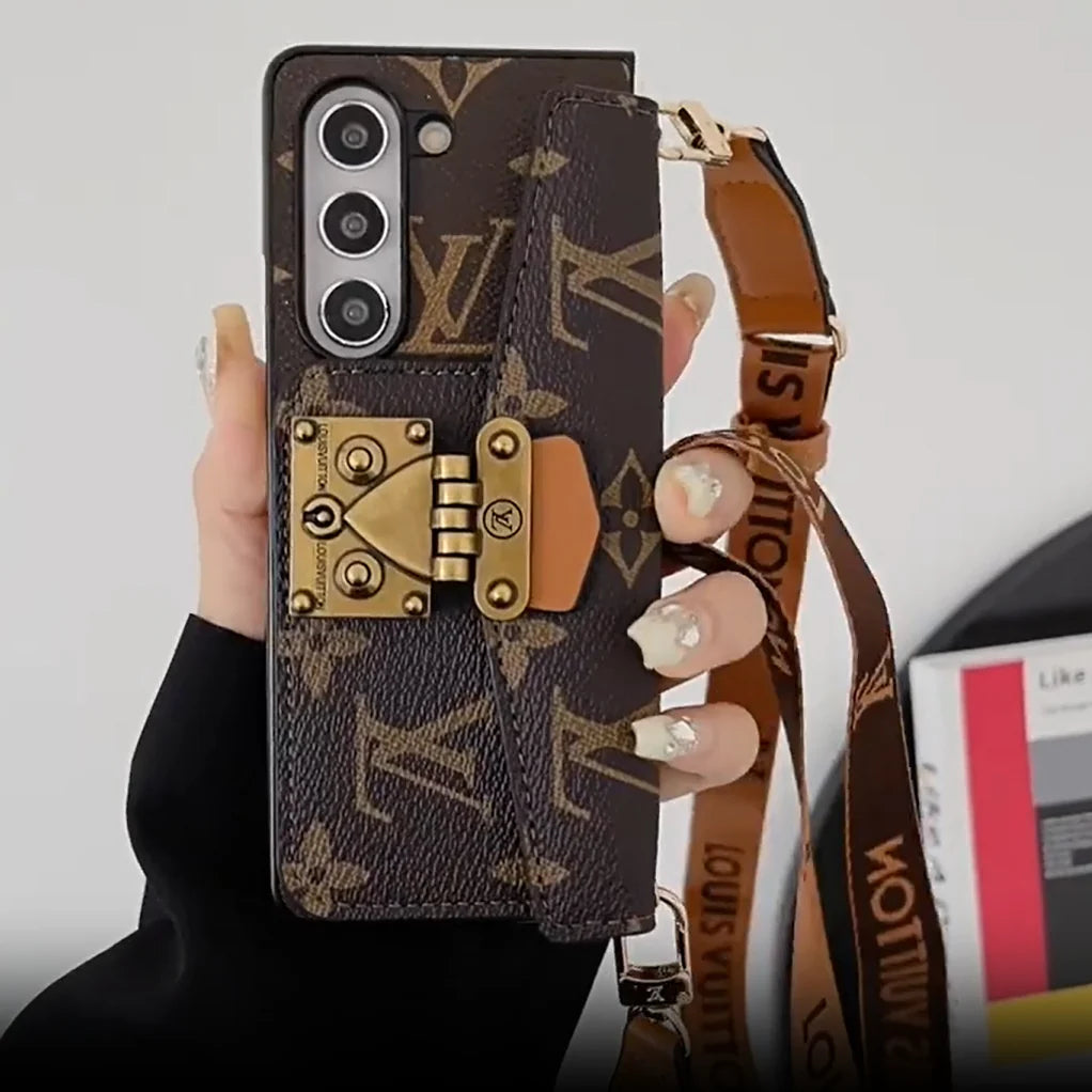 Luxus-Kartentasche mit Schloss, Umhängetasche, Samsung Z-Fold-Hülle