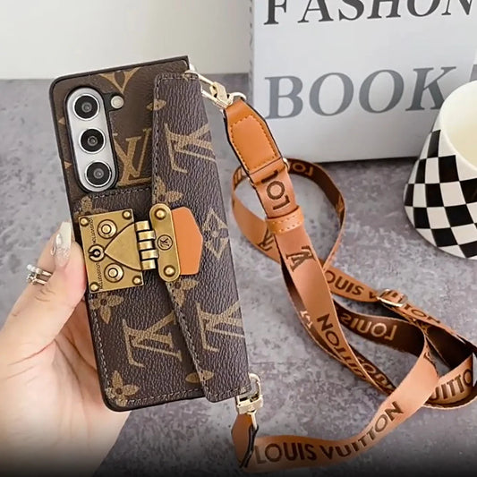 Luxus-Kartentasche mit Schloss, Umhängetasche, Samsung Z-Fold-Hülle