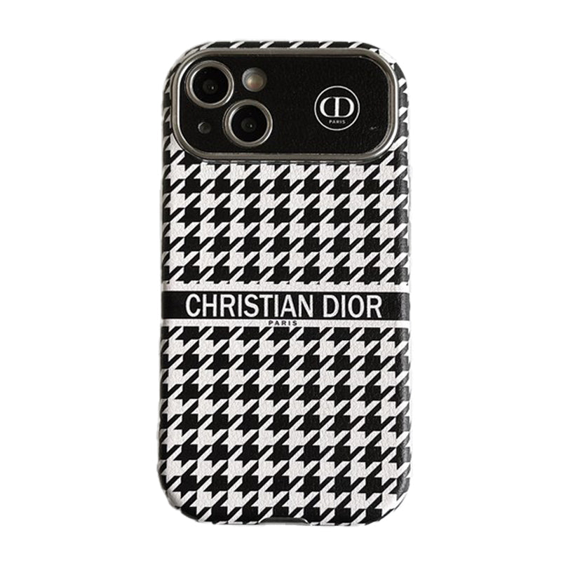 Mote-hvitt og brunt skinn-iPhone-deksel
