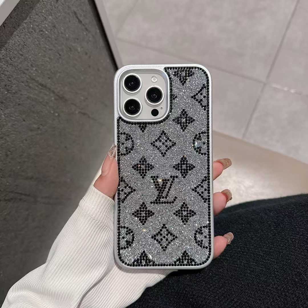 Custodia per iPhone di lusso glitterata olografica ispirata a Y - S - L - Edizione Diamond Shine