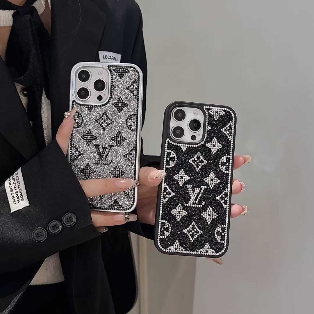 Custodia per iPhone di lusso glitterata olografica ispirata a Y - S - L - Edizione Diamond Shine