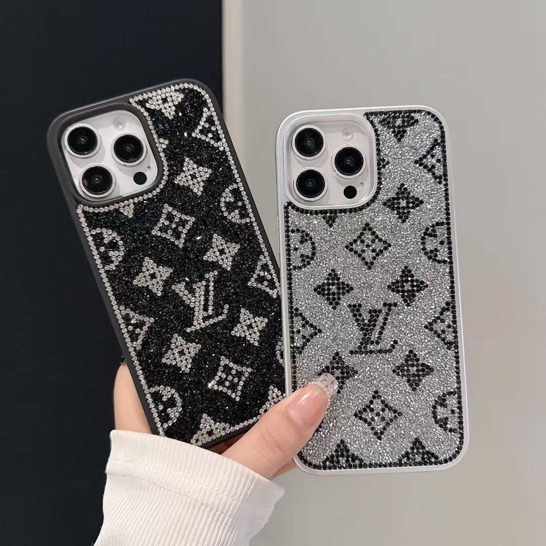 Custodia per iPhone di lusso glitterata olografica ispirata a Y - S - L - Edizione Diamond Shine