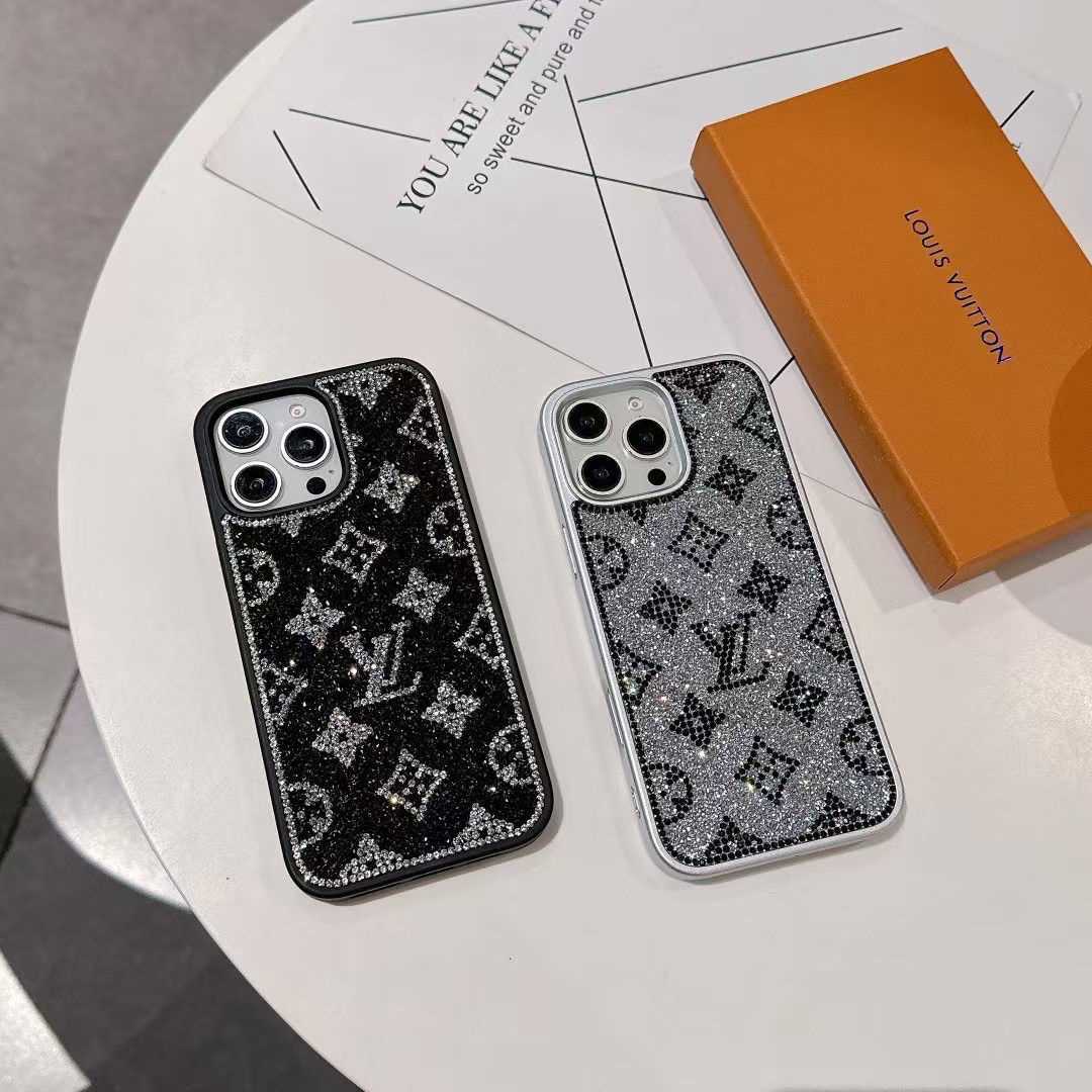 Custodia per iPhone di lusso glitterata olografica ispirata a Y - S - L - Edizione Diamond Shine