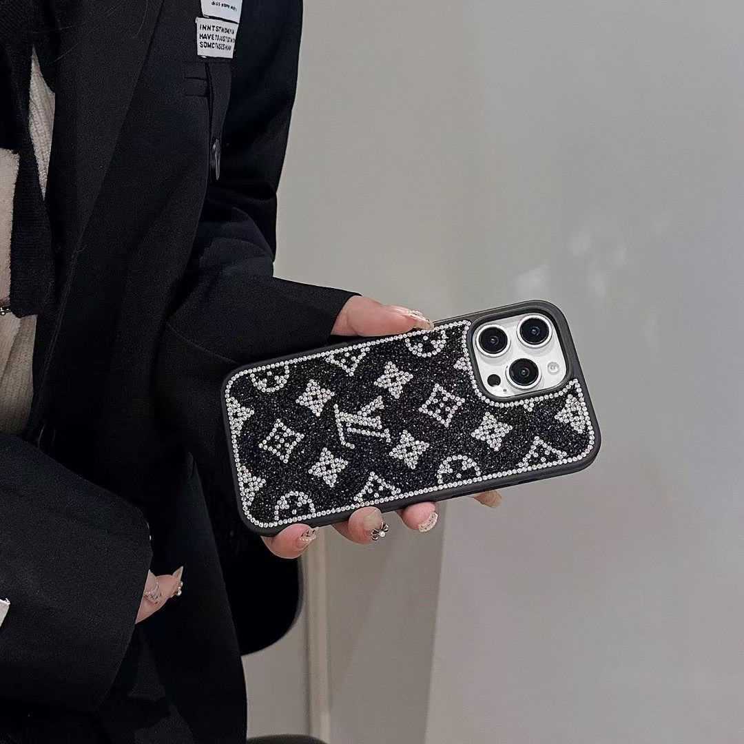 Custodia per iPhone di lusso glitterata olografica ispirata a Y - S - L - Edizione Diamond Shine
