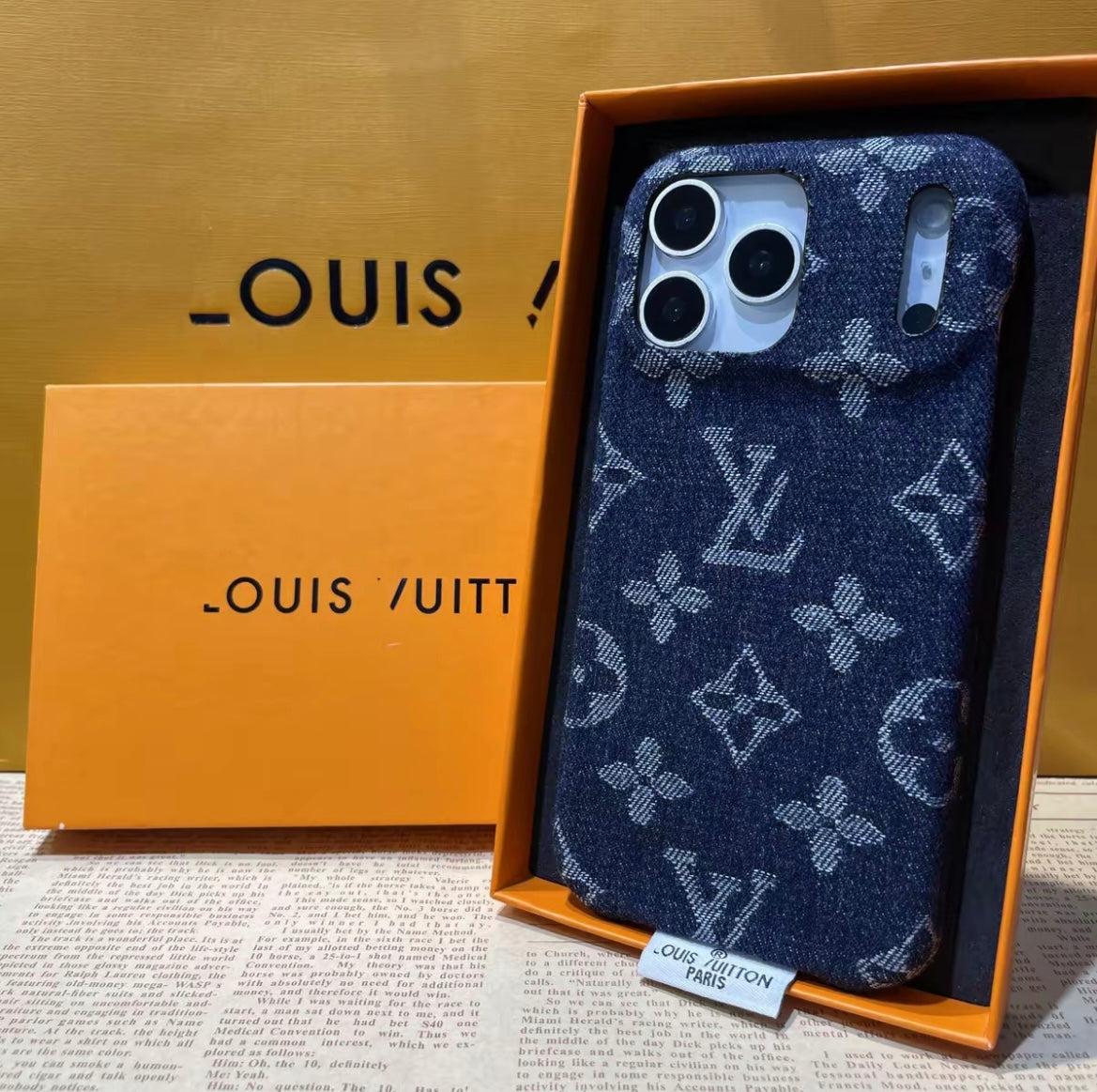 Coque iPhone 17 Pro Max en tissu denim de luxe