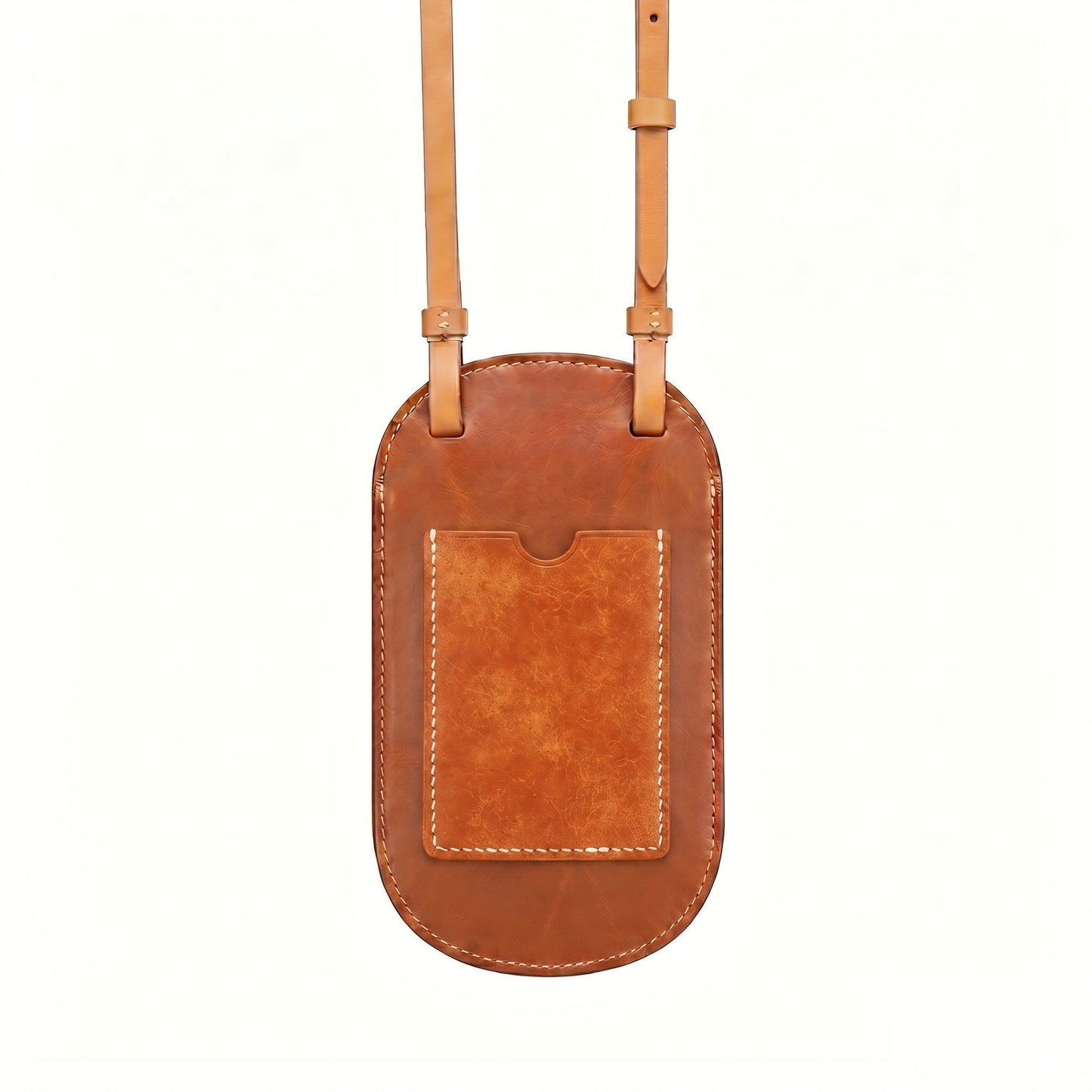Handgefertigte Handytasche aus Leder mit Schultergurt