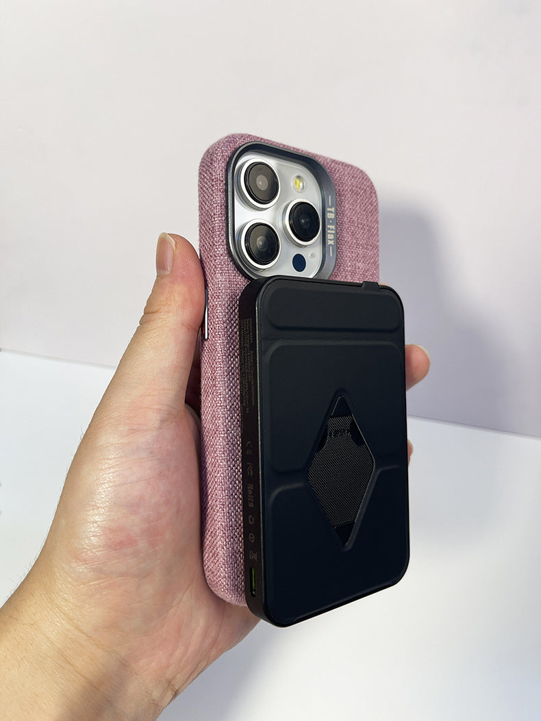 IPhone용 프리미엄 빈티지 리넨 패브릭 마그네틱 휴대폰 케이스