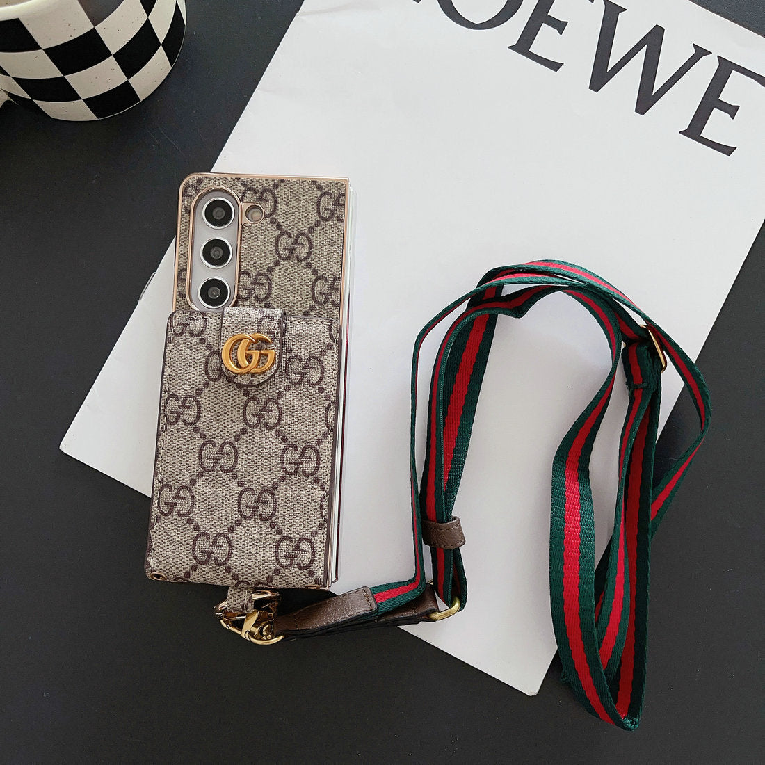 LYXIG ELEKTROPLÄTERING MONOGRAM KORTHÅLLARE CROSSBODY SAMSUNG Z FOLD