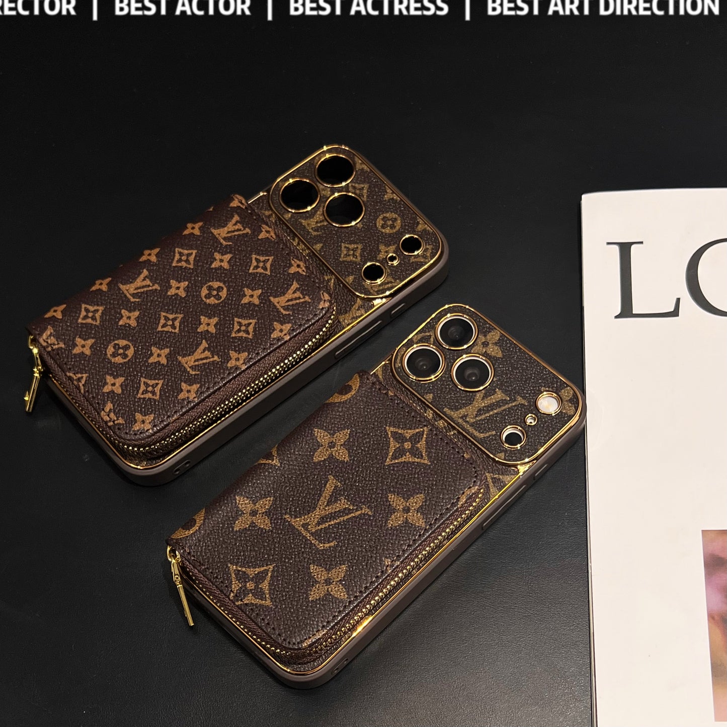 Luxusní elegantní pouzdro na iPhone 17 s držákem karty & řemínkem