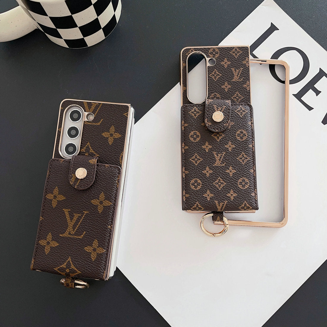 LYXIG ELEKTROPLÄTERING MONOGRAM KORTHÅLLARE CROSSBODY SAMSUNG Z FOLD