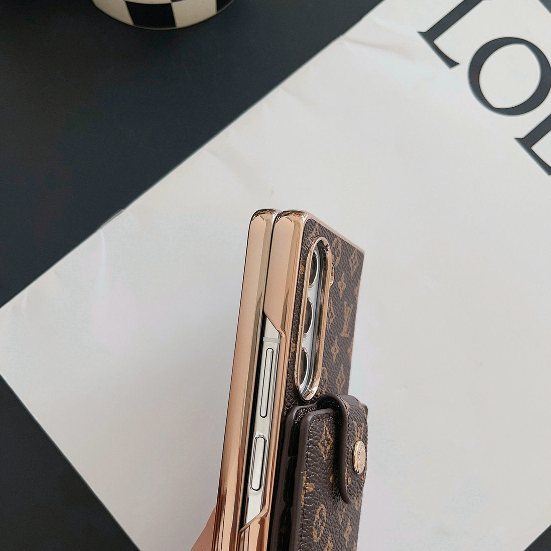 LYXIG ELEKTROPLÄTERING MONOGRAM KORTHÅLLARE CROSSBODY SAMSUNG Z FOLD