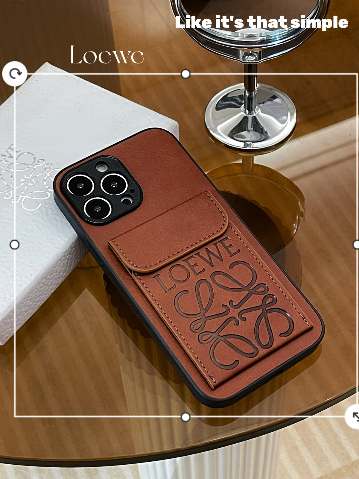 Custodia di lusso per iPhone con portacarte Marrone-LZP241448