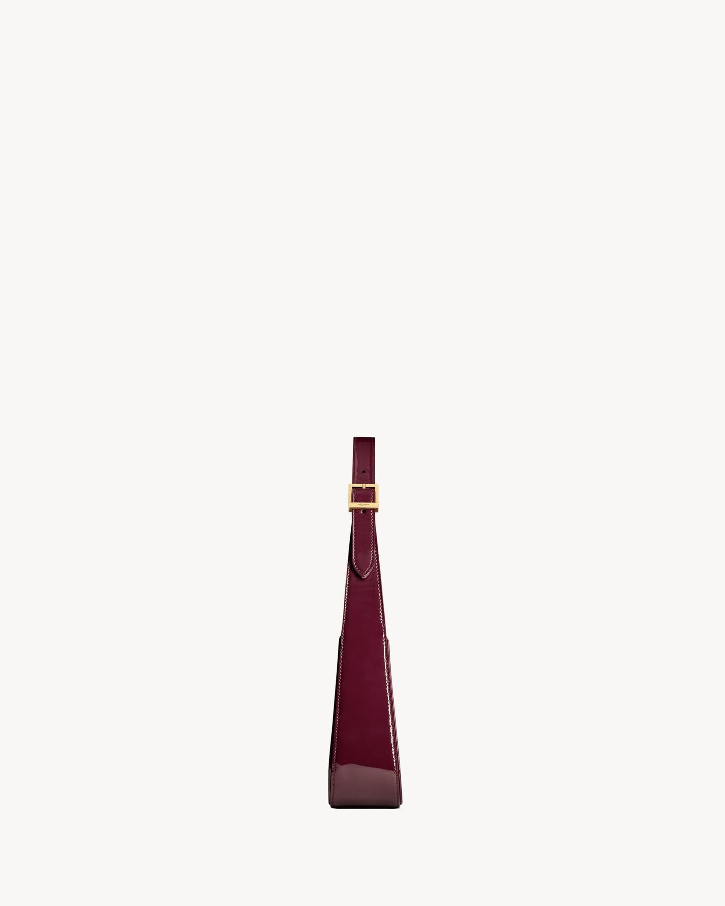 Saint Laurent Le 5 à 7 Patent Leather Hobo – Burgundy Elegance