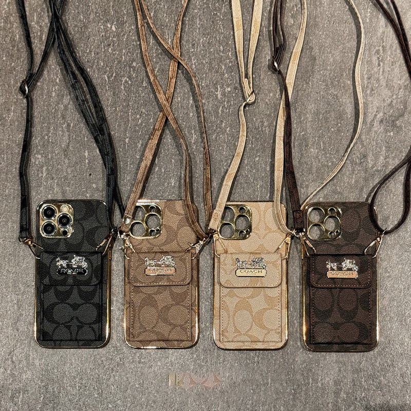Klasszikus Card Bag bőr láncos iPhone tok