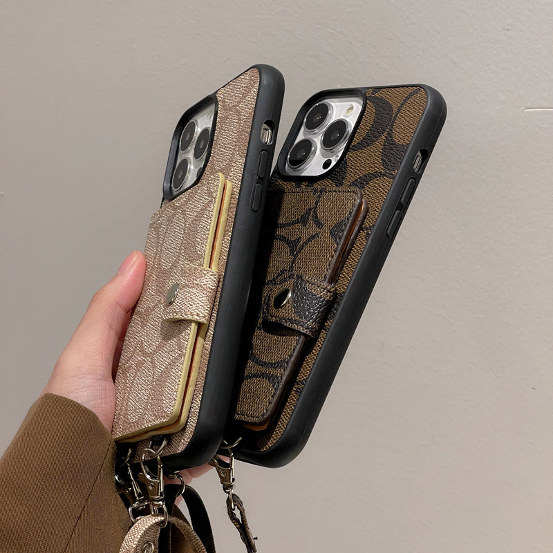Klassisk iPhone-deksel med lommebok og stropp Hvit -SZK240402