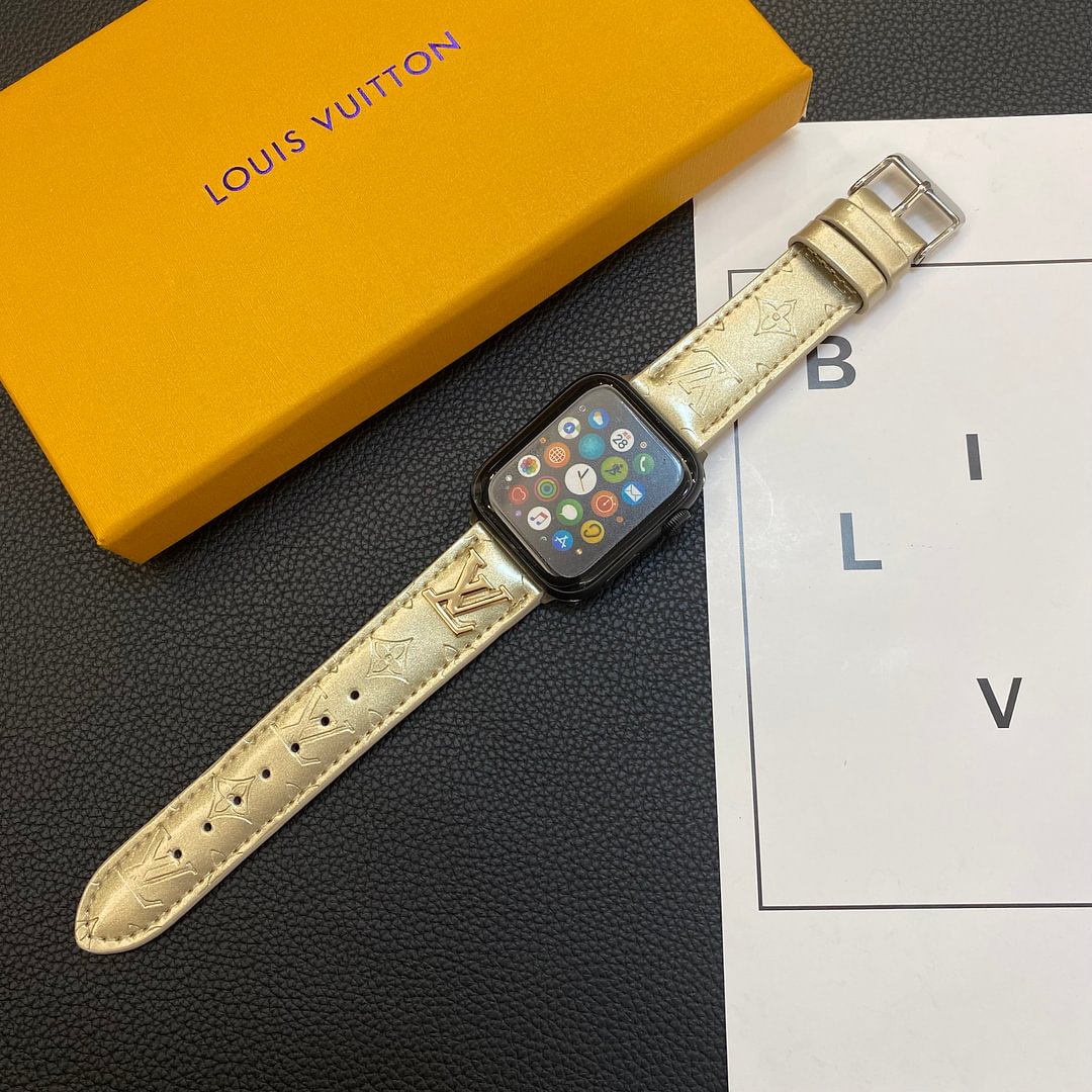 GLANZENDE LEREN APPELHORLOGEBAND LUXE METALEN LOGO