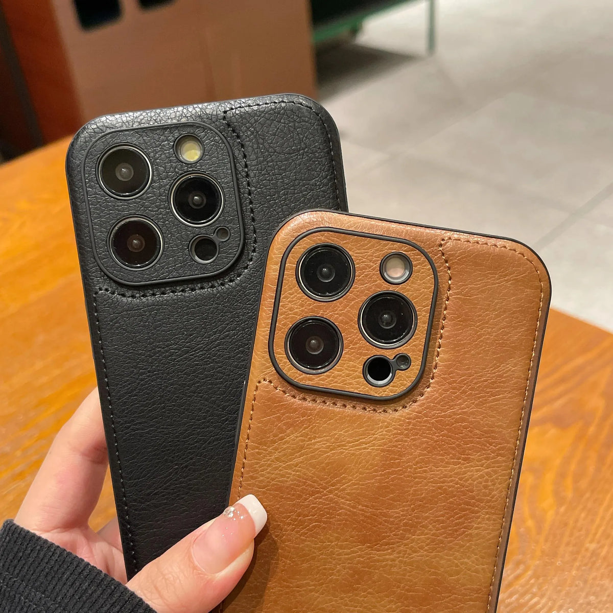 Premium vintage lær iPhone-deksel – Soft Touch støtsikkert beskyttelsesdeksel