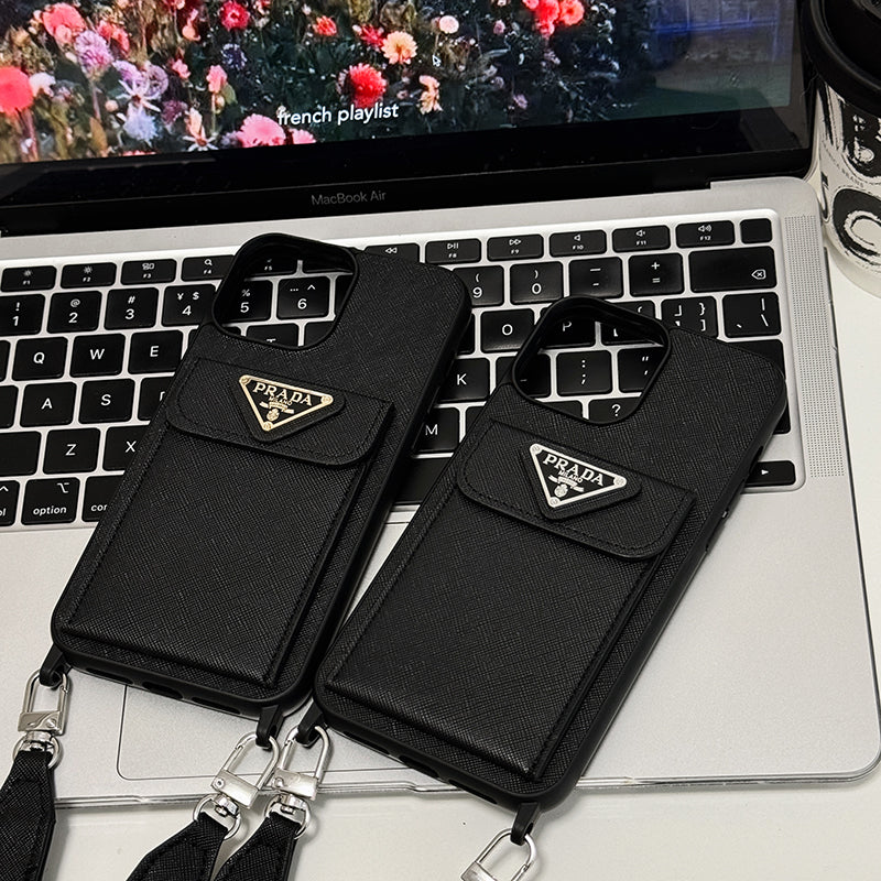 Luksus Crossbody Leather iPhone-deksel