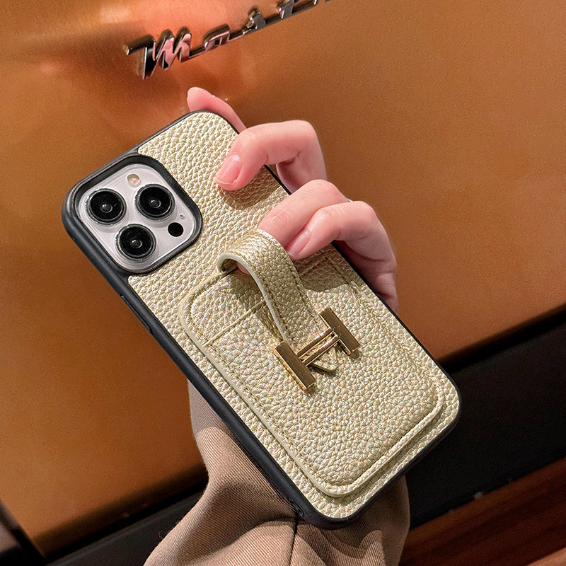 H-kortholder iPhone-deksel i skinn