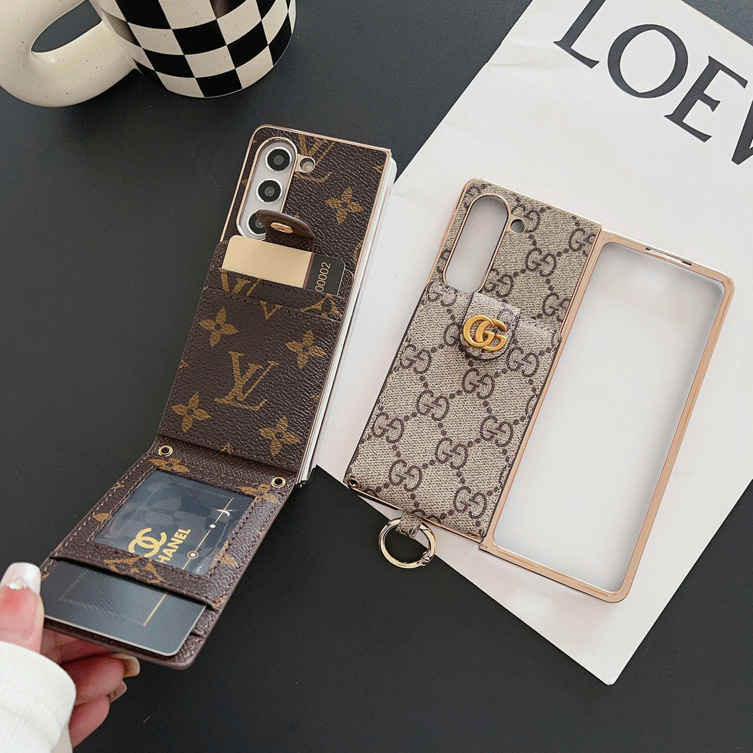 LYXIG ELEKTROPLÄTERING MONOGRAM KORTHÅLLARE CROSSBODY SAMSUNG Z FOLD