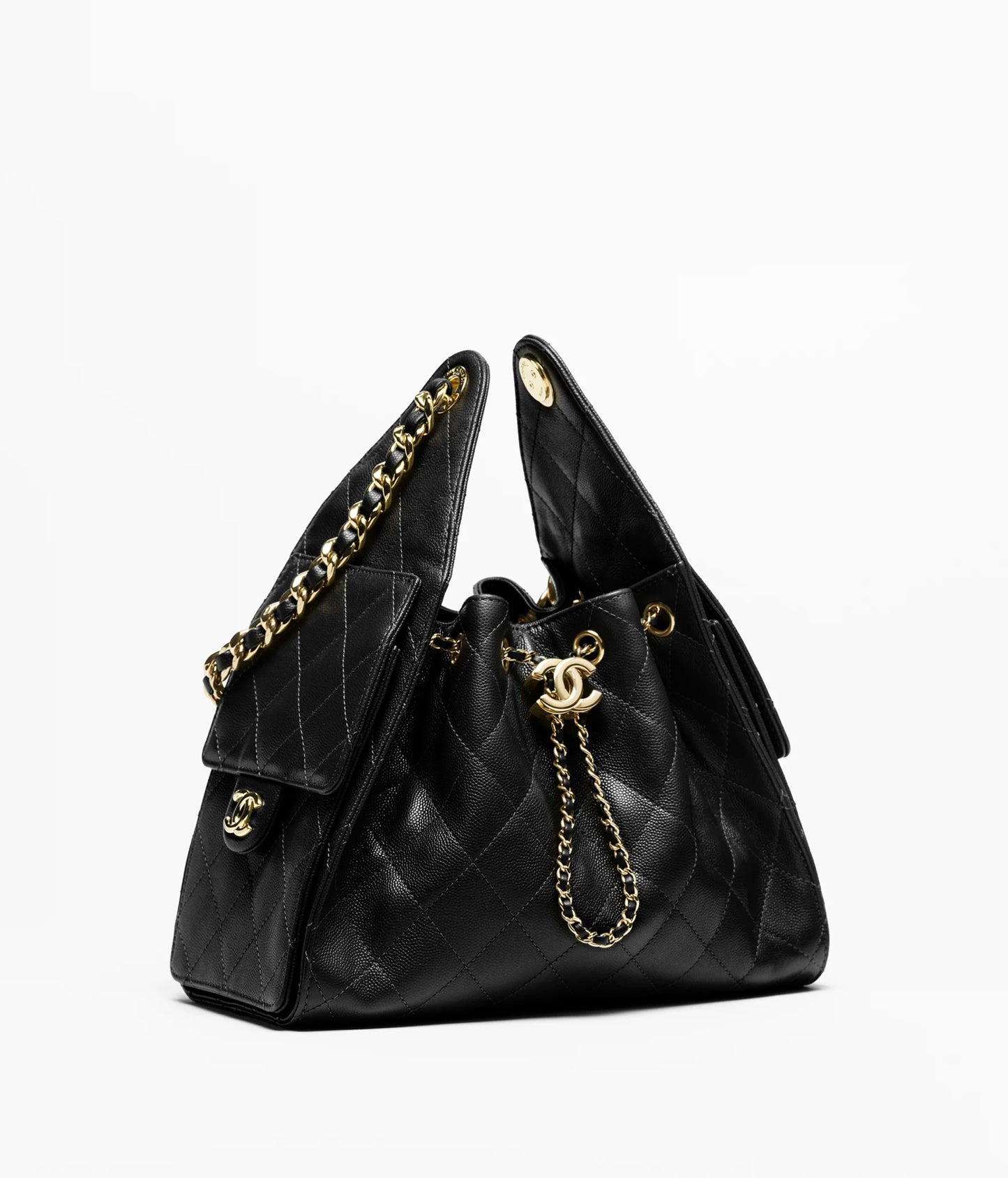CC 25 Mala ručna torbica od zrnate teleće kože & Metalna torbica zlatne boje