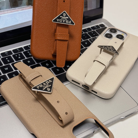 Lyxigt läderhandtag till iPhone-fodral