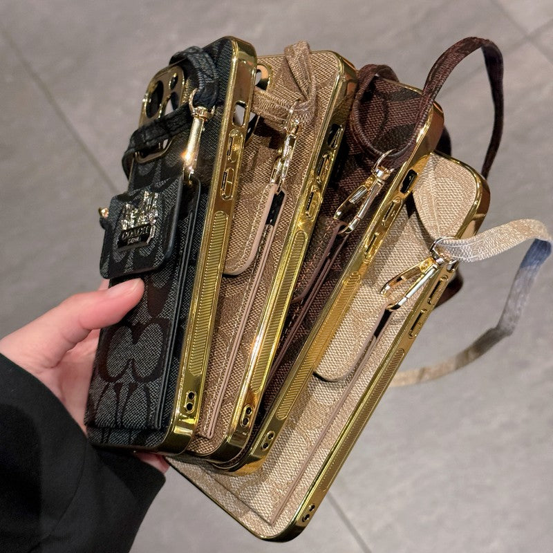 Klasszikus Card Bag bőr láncos iPhone tok