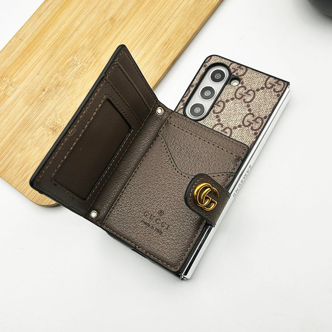 Luxus-Markenhülle aus modischem Leder für das Samsung Galaxy Z Fold 6