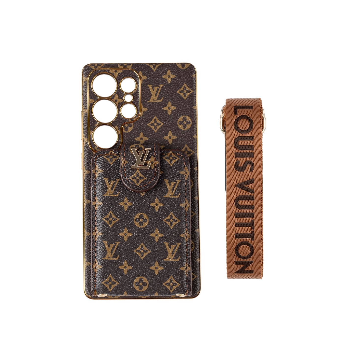 Lyxigt Monogram Läder Multi-Function Telefonfodral med handledsrem
