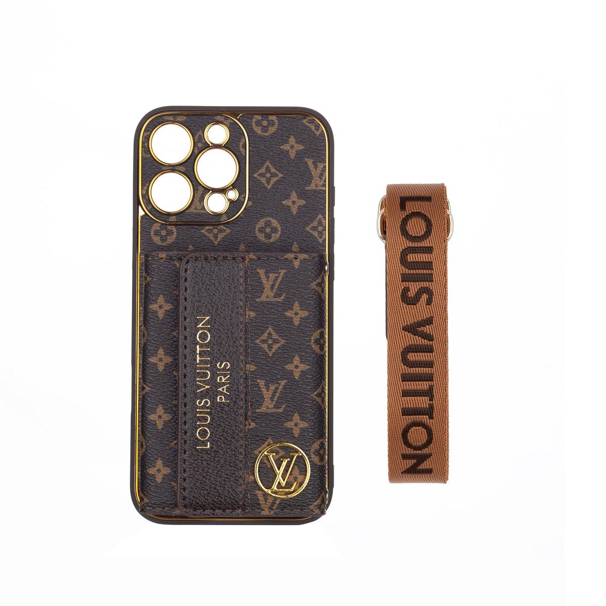 Funda de lujo para iPhone de cuero avanzado con tarjetero y correa