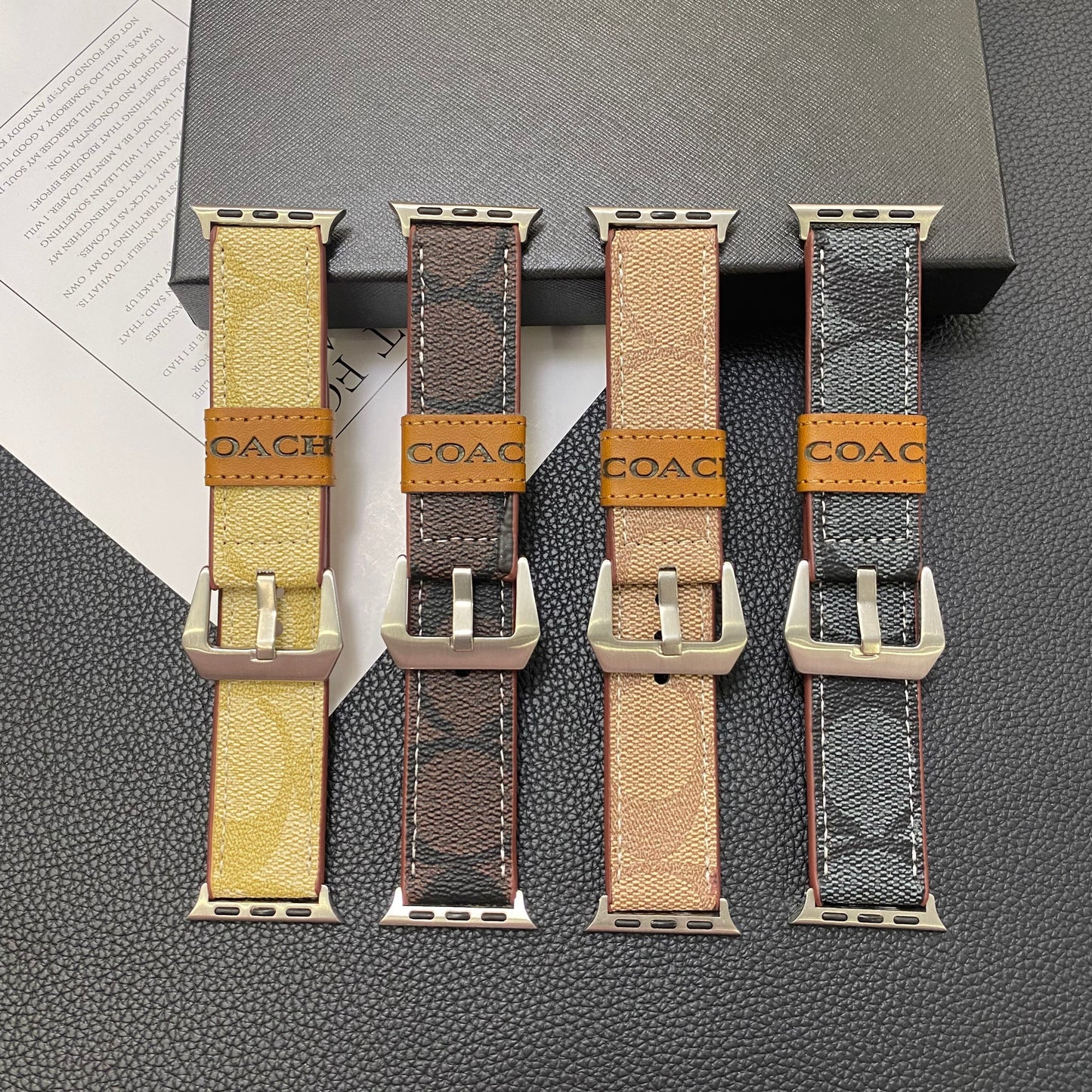 Kožni remen za Apple Watch Coach Coffee-YHK244221710