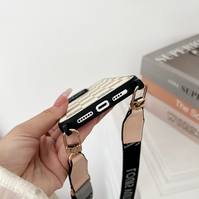 Luxury Black & White Crossbody iPhone Case